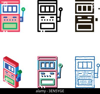 Slot variety Machine Icon Vector. Outline Slot Machine Sign. Isolated Contour Symbol Stock Vector