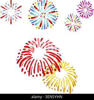 Abstract colorful fireworks bursts forming a dynamic festive pattern, perfect for celebrations, parties, holidays, new year, birthdays, events and joy Stock Vector