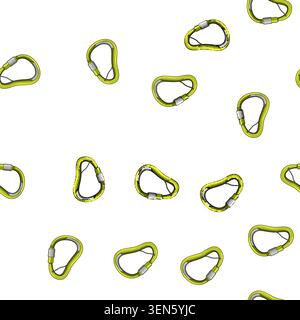 pattern climbing carabiner clip cartoon. metal lock, hook equipment, object safety climbing carabiner clip sign vector Stock Vector