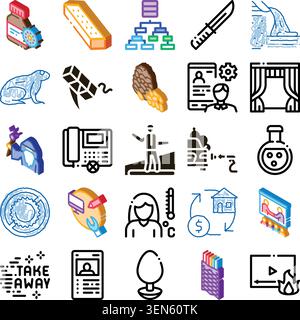 Set of diverse vector icons capturing various concepts related to business management, technology, healthcare, environmental protection, and daily lif Stock Vector