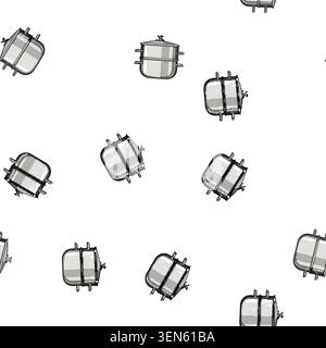 pattern pot double boiler pan cartoon. cook making, chocolate home pot double boiler pan sign vector Stock Vector