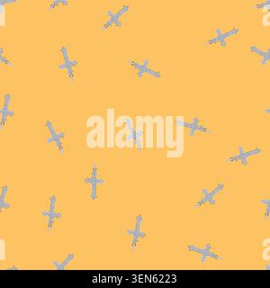 pattern easter cross christian cartoon. line outline, christ sunrise, bible grace easter cross christian sign. seamless vector illustration Stock Vector