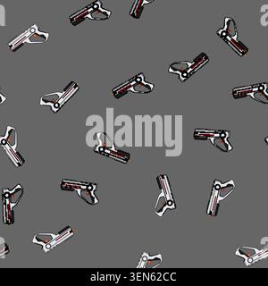 seamless pattern Futuristic toy blaster vector illustration depicting a device used for simulation games and entertainment, suitable for themes of gam Stock Vector