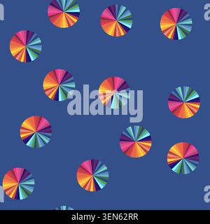 seamless pattern Circular graphic displaying numerous wedges forming a full color spectrum, presenting an abstract pattern of diversity, unity, and dy Stock Vector
