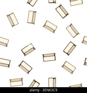 pattern Empty rectangular container providing organized storage solutions for various items, featuring a simple design with handles for easy portabili Stock Vector