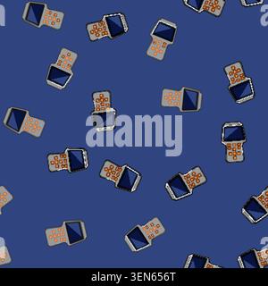 seamless pattern scan car diagnostic scanner cartoon. computer vehicle, check system, code reader scan car diagnostic scanner sign vector Stock Vector