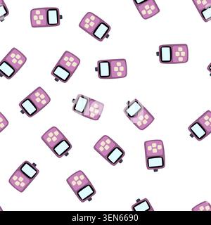 pattern system car diagnostic scanner cartoon. interface software, bluetooth wireless, handheld professional system car diagnostic scanner sign. seaml Stock Vector