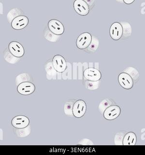 seamless pattern power smar plug cartoon. power smar plug sign vector Stock Vector