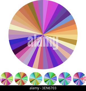 Radial color burst forming a circular gradient pattern, presenting a dynamic visual illustrating diversity, connectivity, and abstract communication c Stock Vector
