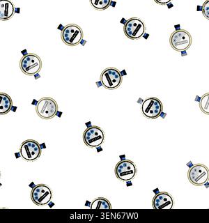 pattern flow water meter cartoon. consumption measurement, utility billing, installation digital flow water meter sign vector Stock Vector