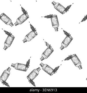seamless pattern black nigella sativa hand drawn. cumin medicine, petal caraway, oil plant black nigella sativa black sketch illustration Stock Vector