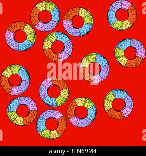 pattern proportions pie chart hand drawn. analysis distribution, categories percentages, slices graph proportions pie chart vector sketch illustration Stock Vector