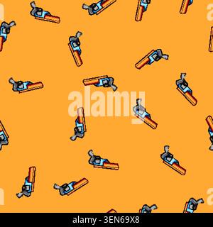 seamless pattern Toy foam dart blaster vector illustration on white background, featuring a vibrant design with orange, blue, and gray colors, ideal f Stock Vector