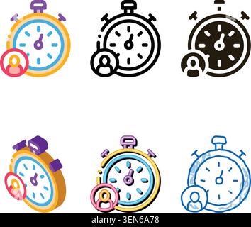 Stopwatch Human Icon Vector. Outline concepts Stopwatch Human Sign. Isolated Contour Symbol Stock Vector