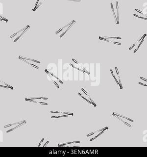 seamless pattern chef tongs hand cartoon. braai grilling, camping dinner, metal family chef tongs hand sign vector Stock Vector