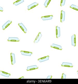 pattern safe glass food storage container cartoon. leakproof stylish, bpa free, reusable transparent safe glass food storage container sign. seamless Stock Vector
