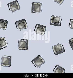 seamless pattern equipment blood pressure monitor cartoon. medicine high, medical hypertension equipment blood pressure monitor sign vector Stock Vector