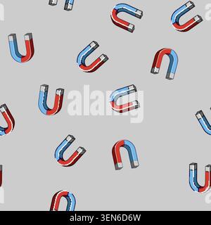 seamless pattern attract magnet cartoon. lead customer, people hand, business power attract magnet sign vector Stock Vector