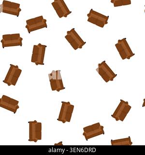 pattern ottoman couch leather cartoon. vintage modern, contemporary durable, luxury comfort ottoman couch leather sign. seamless symbol vector illustr Stock Vector