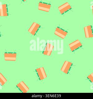 pattern summer cooler box cartoon. ice drink, cold beverage summer cooler box sign. seamless vector illustration Stock Vector