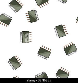 pattern steel microchip cartoon. spout handle, barista latte, jug steaming steel microchip sign vector Stock Vector