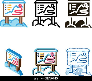 ski concepts resort direction map icon vector. ski resort direction map sign. color symbol Stock Vector