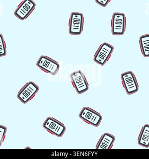 pattern battery travel alarm clock cartoon. loud snooze, timer display, led quartz battery travel alarm clock sign. seamless vector illustration Stock Vector