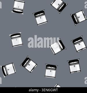 seamless pattern black robot vacuum cleaner cartoon. woman household, floor room, house automate black robot vacuum cleaner sign vector Stock Vector