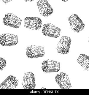 seamless pattern popcorn hand drawn vector. pop corn, cinema movie box, food bucket, film snack, red bag container popcorn sketch illustration Stock Vector