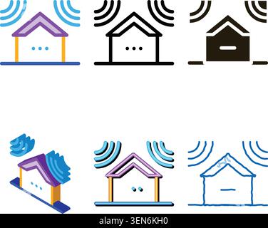 sound acting on residential building icon vector. sound acting on residential clean building sign. color symbol Stock Vector