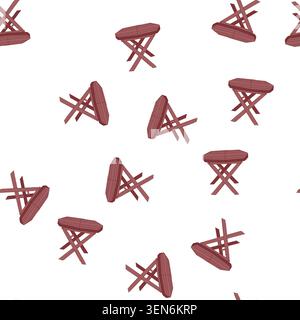 pattern furniture folding table cartoon. equipment comfor, metal empty furniture folding table sign. seamless symbol vector illustration Stock Vector
