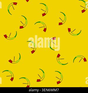 seamless pattern needle speedometer cartoon. odometer tachometer, dashboard instrument, cluster calibration needle speedometer sign vector Stock Vector