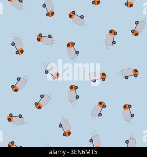 pattern distribution delivery truck cartoon. parcel fleet, ing dispatch, route driver distribution delivery truck sign. seamless vector illustration Stock Vector