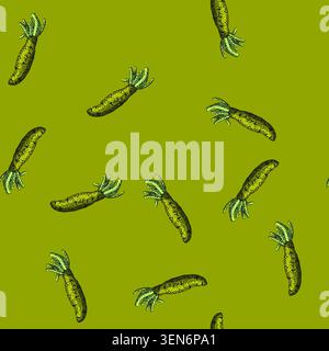 pattern wasabi root hand drawn. green sushi, food japan, ingredient asian, organic horseradish, gourmet raw wasabi root vector sketch illustration Stock Vector