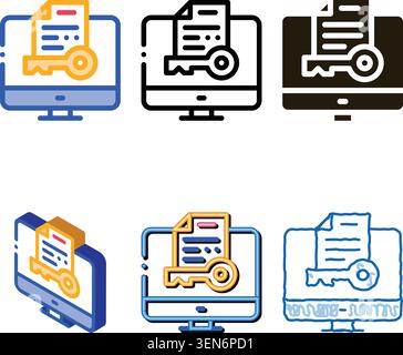 Secret Documents in Computer Icon Vector. Outline Secret Documents in Computer Sign. Isolated range Contour Symbol Stock Vector