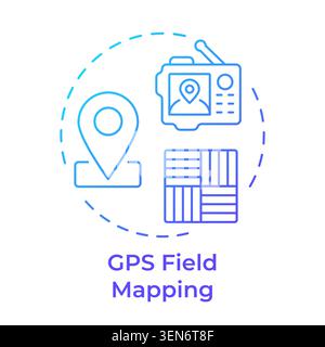 GPS field mapping blue gradient concept icon Stock Vector