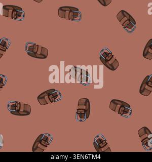 seamless pattern brown leather belt cartoon. brown leather belt sign vector Stock Vector