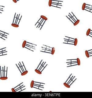 pattern decor bar stool cartoon. kitchen counter, swivel adjustable, modern rustic decor bar stool sign. seamless symbol vector illustration Stock Vector