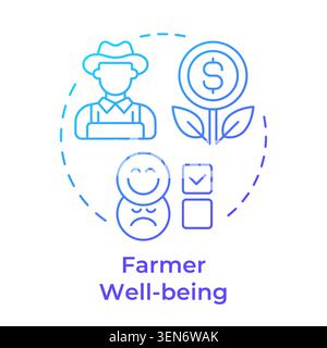 Farmer wellbeing blue gradient concept icon Stock Vector