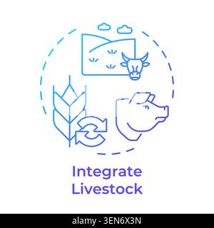 Integrate livestock blue gradient concept icon Stock Vector