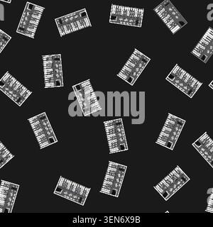 seamless pattern studio synthesizer audio cartoon. studio synthesizer audio sign vector Stock Vector