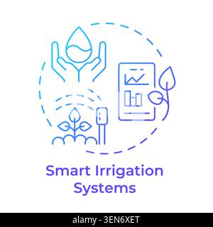 Smart irrigation systems blue gradient concept icon Stock Vector