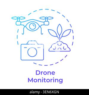 Drone monitoring blue gradient concept icon Stock Vector