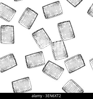 seamless pattern memo notepad hand drawn. list organize, save document, record scribble memo notepad black sketch illustration Stock Vector