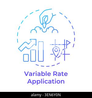 Variable rate application blue gradient concept icon Stock Vector