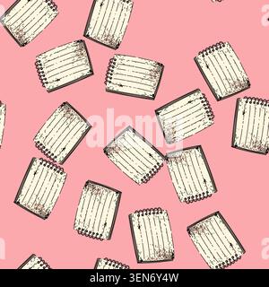 pattern writing notepad hand drawn. jot memo, list organize, save document writing notepad vector sketch illustration Stock Vector