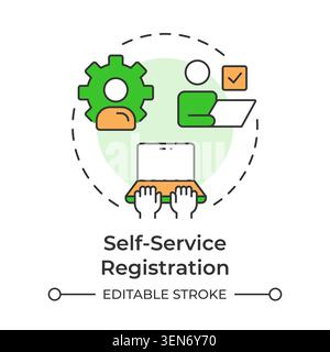 Self service registration multi color concept icon Stock Vector