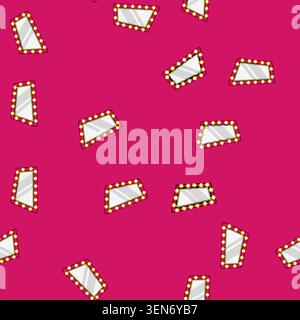 seamless pattern theater makeup mirror frame cartoon. table actor, vanity backstage, lamp banner theater makeup mirror frame sign vector Stock Vector