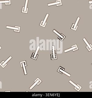 seamless pattern Minimalist door handle lever providing functionality for opening and closing rooms, symbolizing access, privacy, and safety in contem Stock Vector