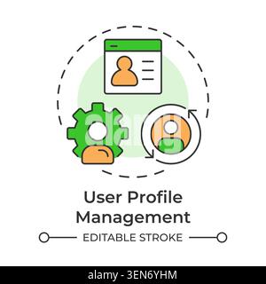 User profile management multi color concept icon Stock Vector